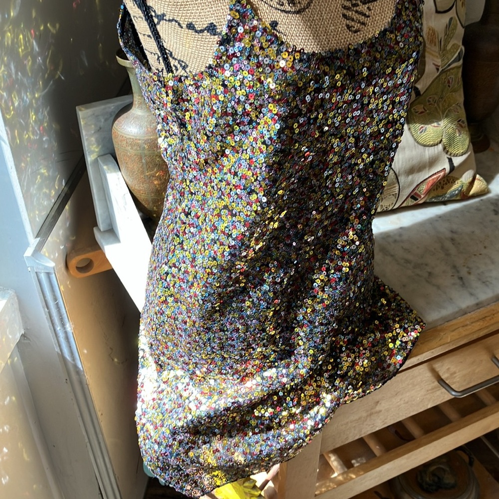 Free People Intimately Sequin Multicolor Spaghetti Strap Dress So Sexy Cute! - Picture 3 of 11